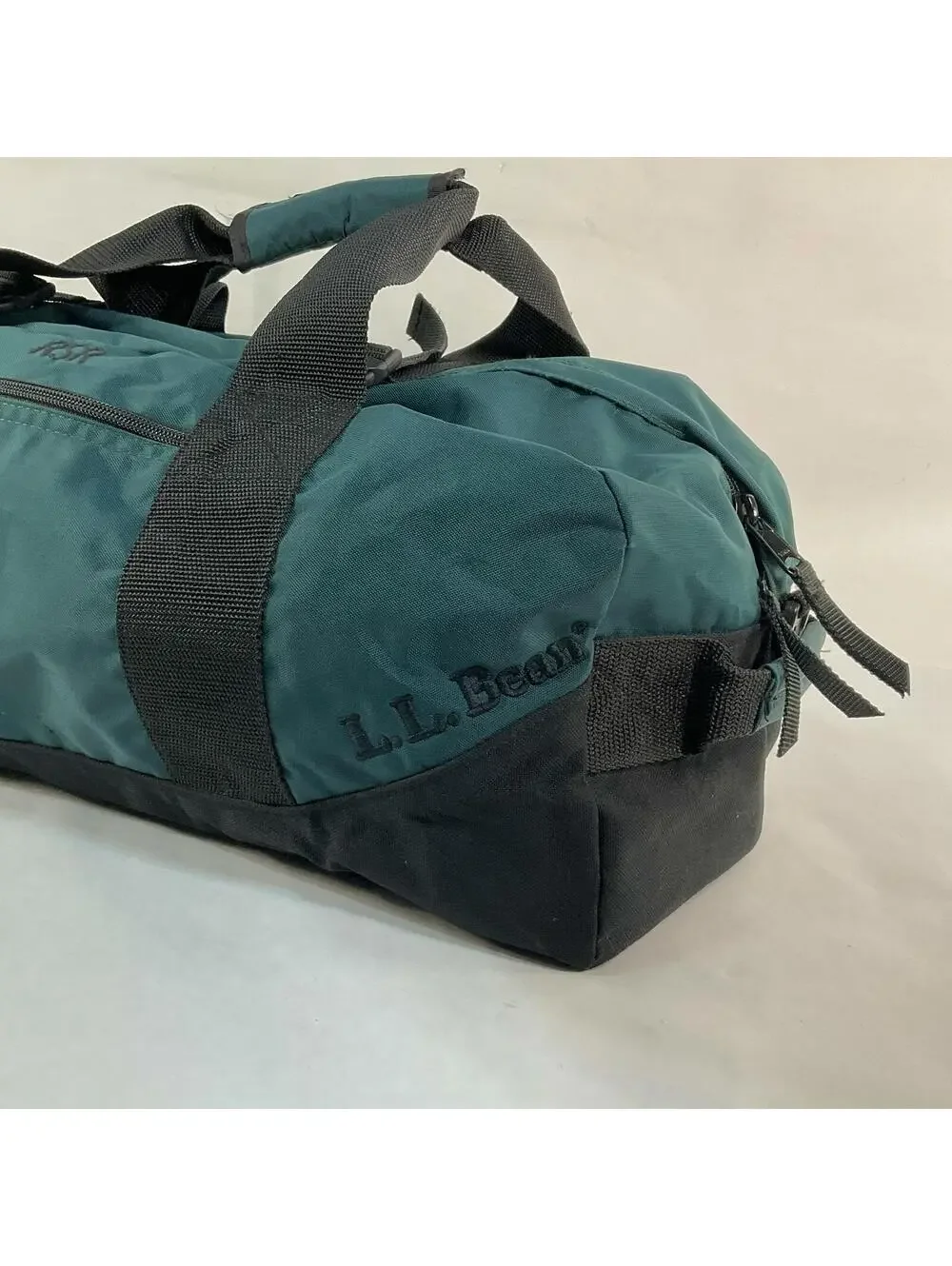 L.L. Bean Made in USA Green and Black Duffel Bag Style V273